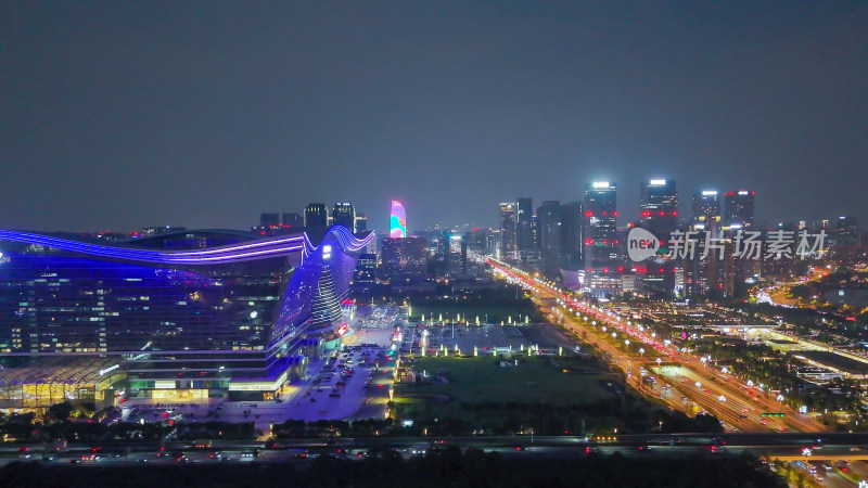 航拍四川成都环球中心夜景