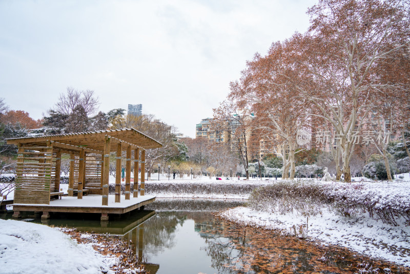 武汉冬天解放公园雪景