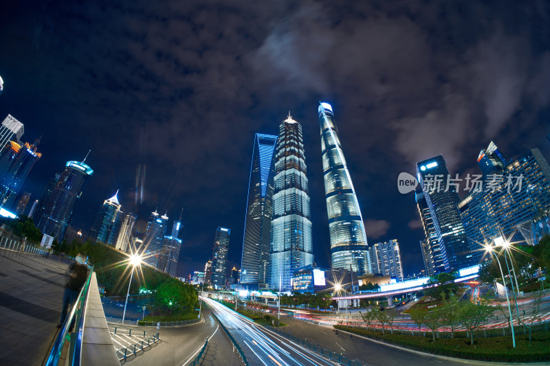 上海陆家嘴的夜景