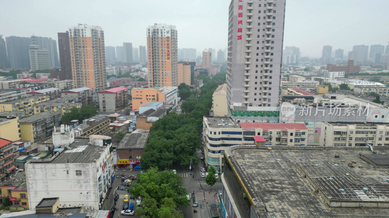 航拍河北邯郸商业街交通大道