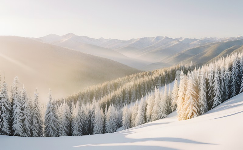 冬季森林白雪覆盖风景