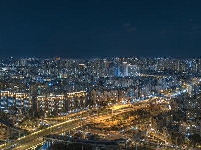 航拍福州闽江两岸夜景