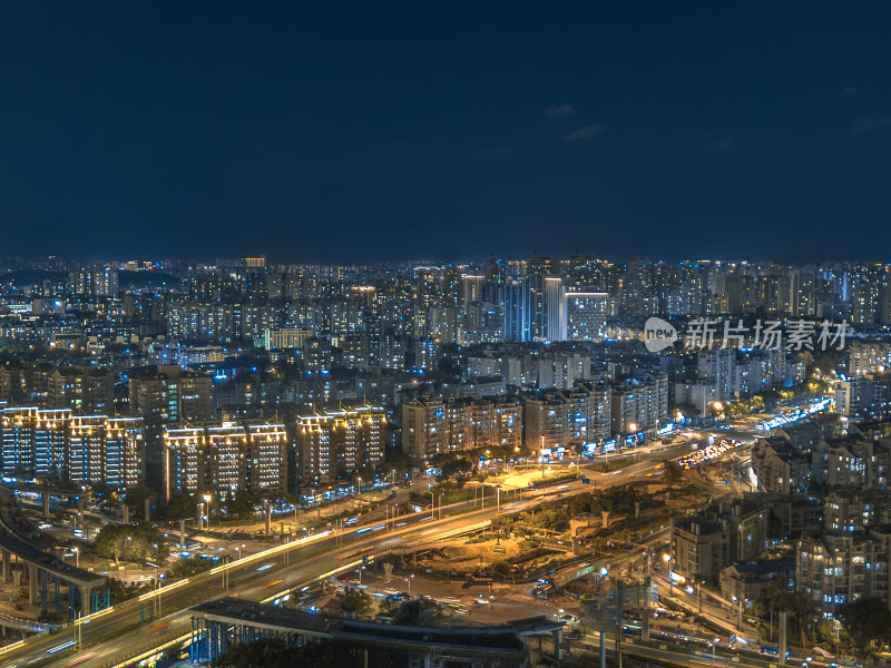 航拍福州闽江两岸夜景