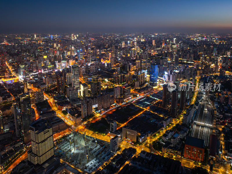 航拍上海现代都市摩天大楼陆家嘴外滩夜景