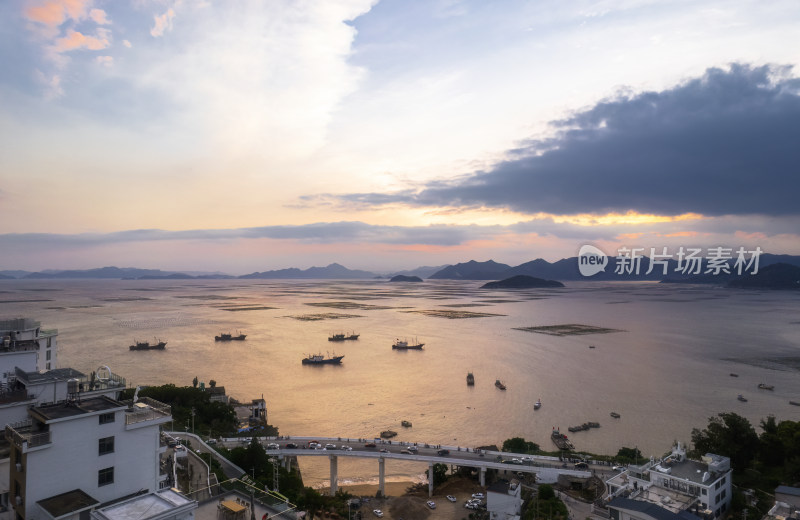 福建霞浦东壁村海上滩涂日落晚霞自然风光