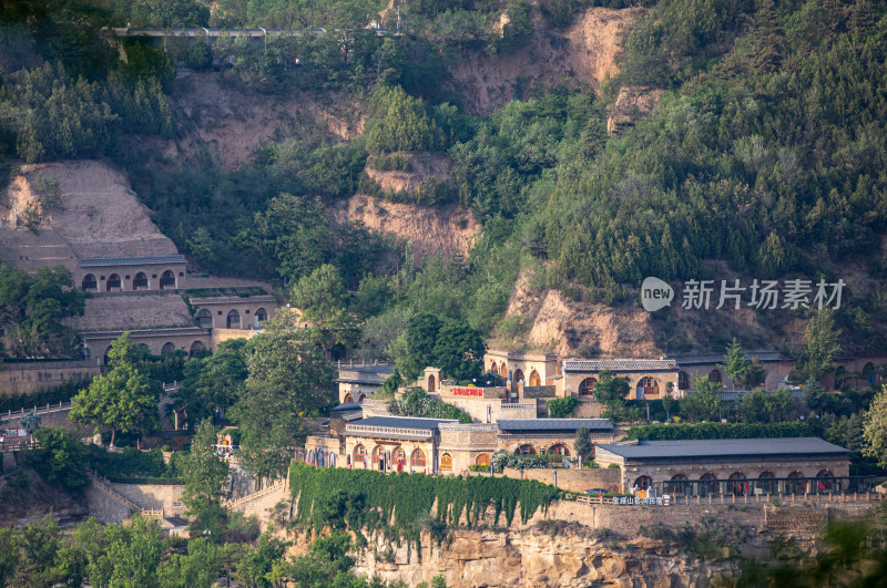 陕西延安宝塔山陕北民居窑洞建筑景观