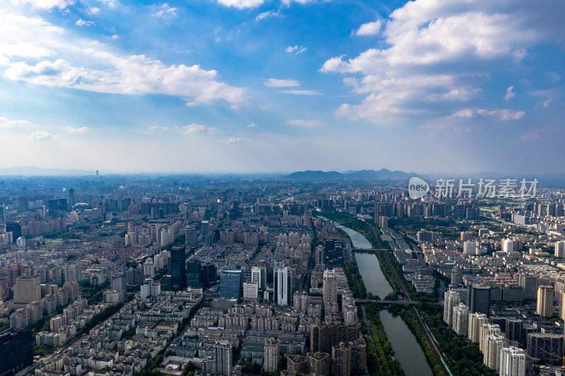 杭州城市大景航拍图