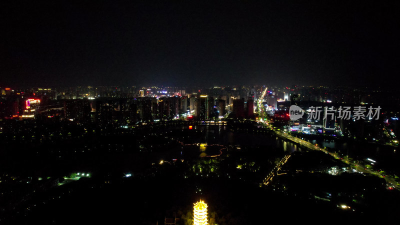 城市灯光万家灯火交通航拍蚌埠夜景