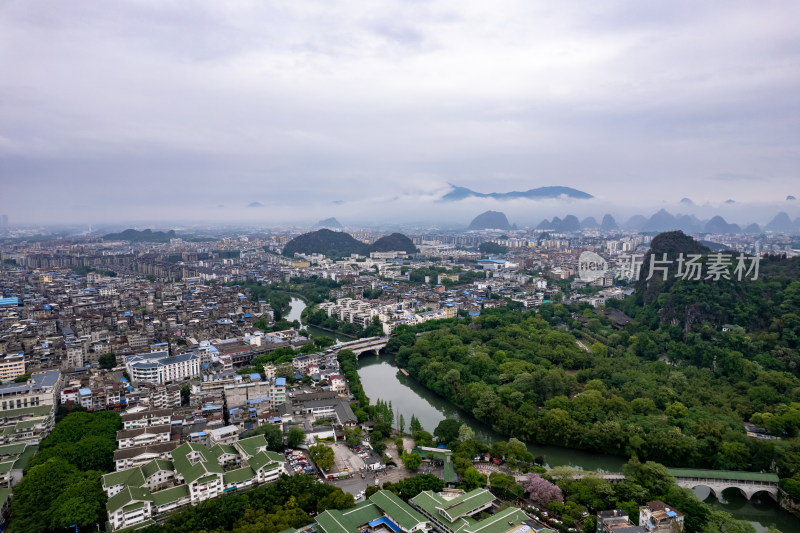 广西桂林城市风光航拍图