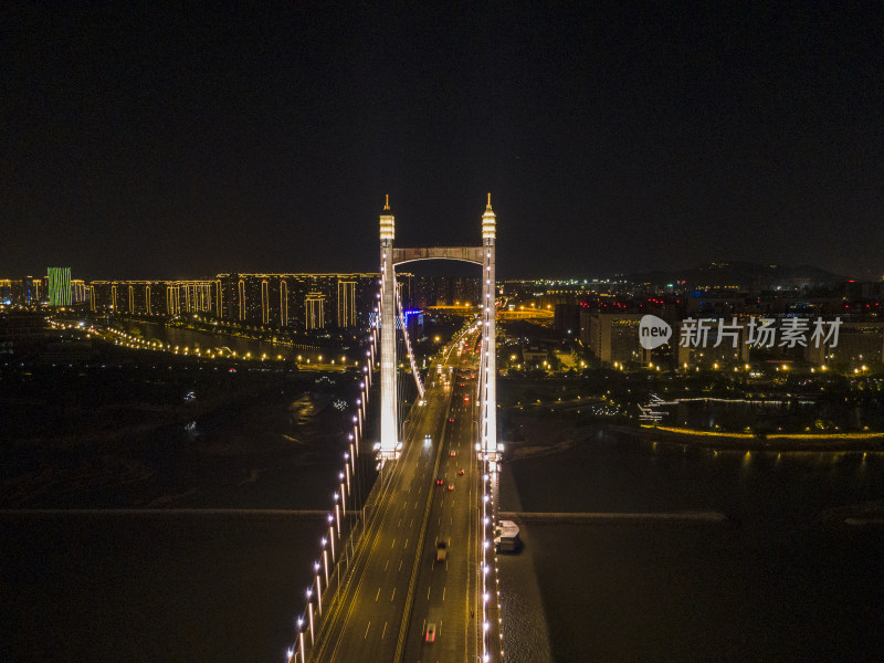 福建福州鼓山大桥夜景航拍摄影图