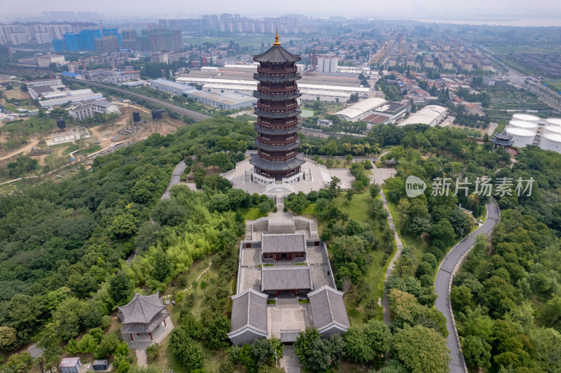 湖北襄阳城市风光旅游景区地标建筑航拍图