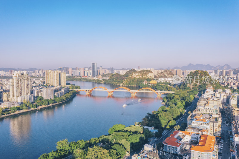 广西柳州都市风景文惠桥航拍