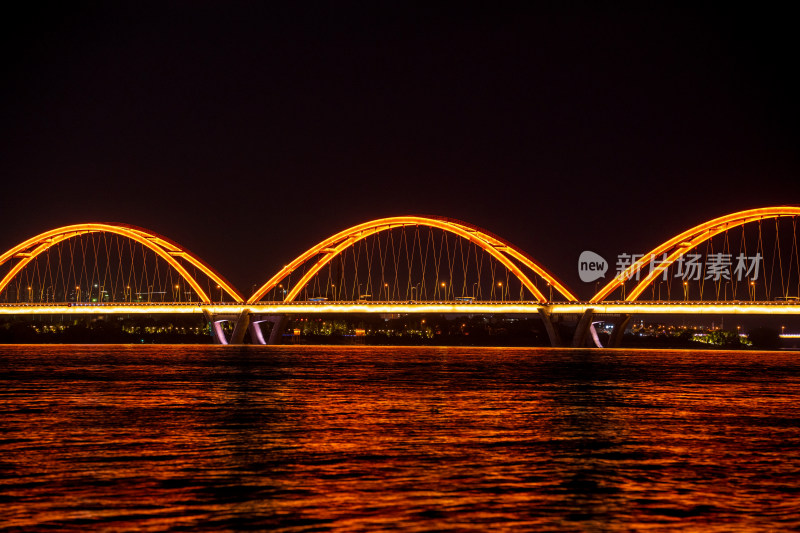 唯美湘江大桥福元路大桥夜景