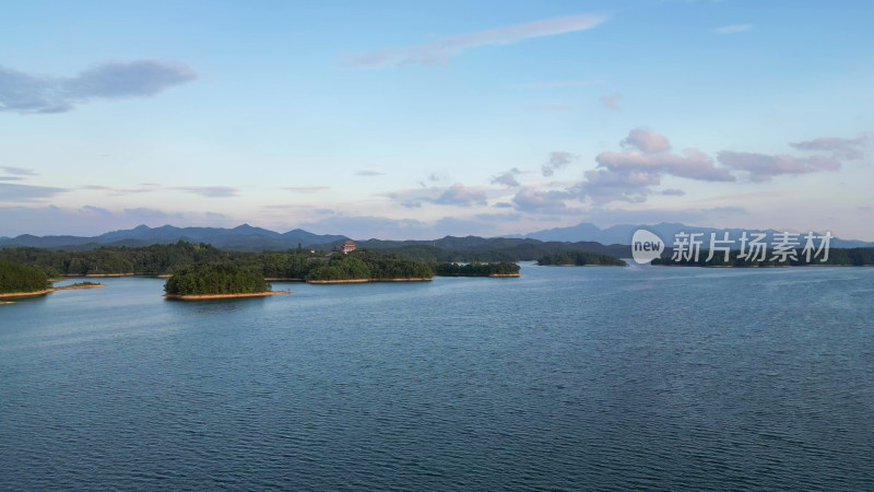 航拍湖北随州琵琶湖风景区