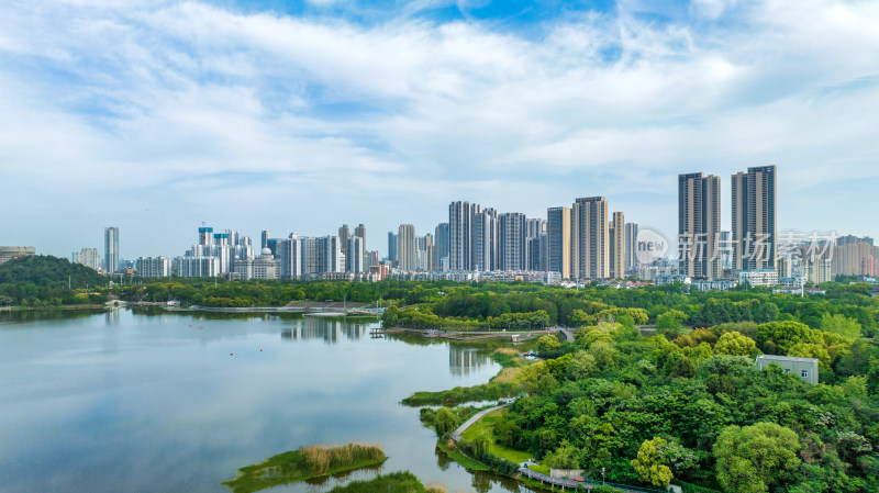 湖北武汉月湖风景区附近航拍