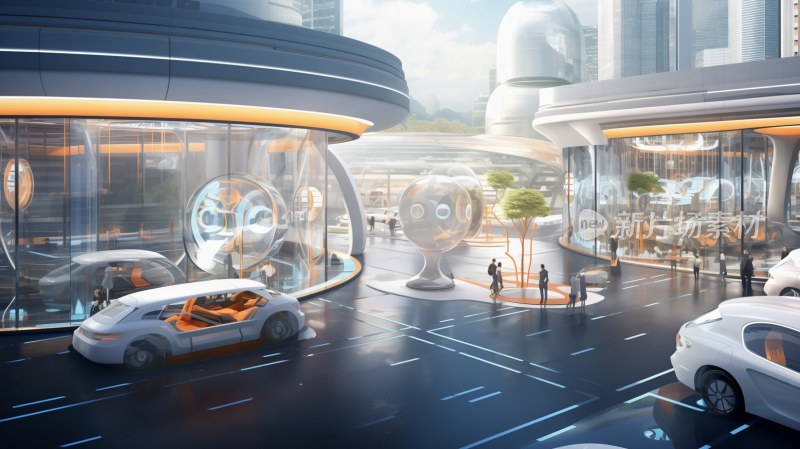 未来科幻科技感未来城市交通市中心概念背景