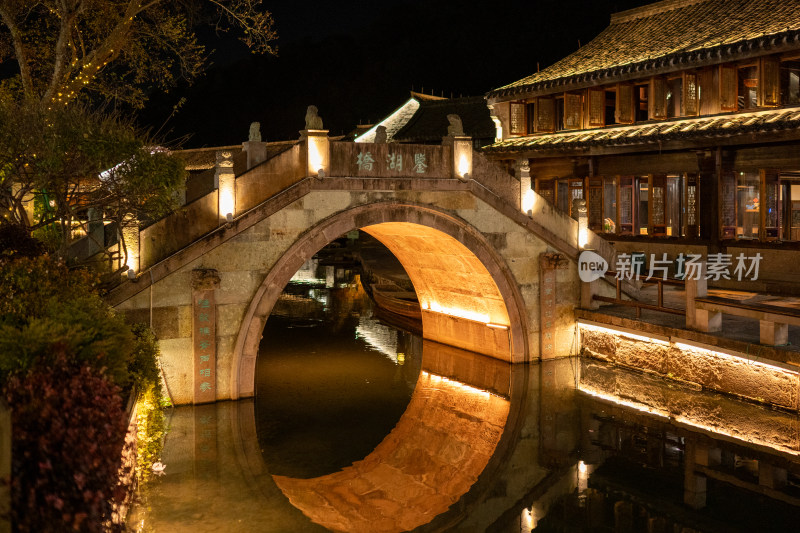 浙江宁波韩岭老街风景区夜景