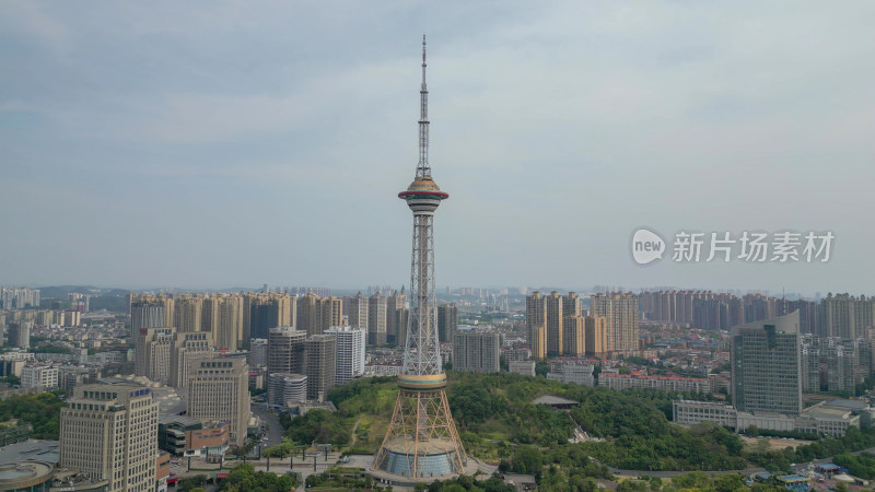 航拍湖南株洲神农城4A景区神农塔