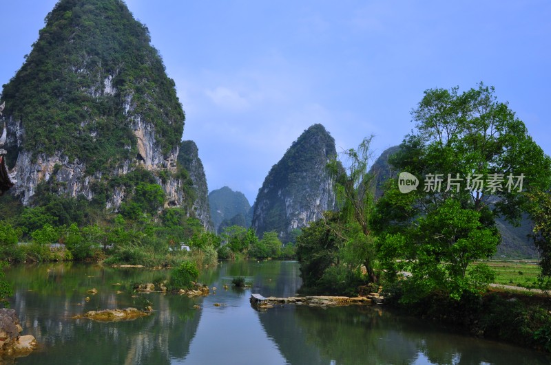 靖西旧州绝美山水倒影风景如画