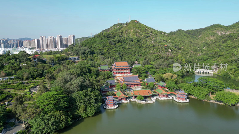 航拍广东珠海圆明新园