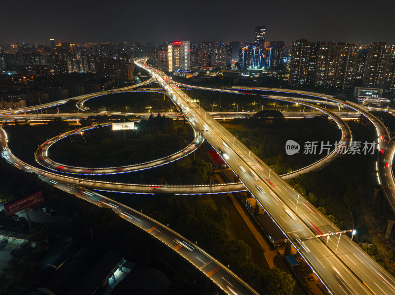 航拍江苏苏州内环快速路友新立交桥夜景