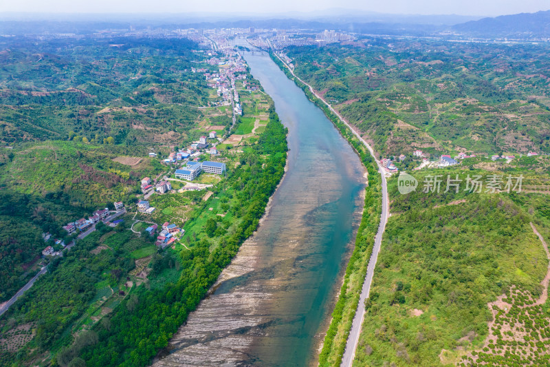 山川丘陵橙子橘子种植基地航拍摄影图