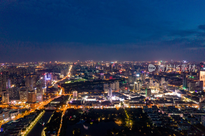 安徽合肥城市大景夜景灯光航拍图