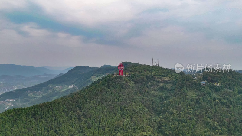 四川达州凤凰山风景名胜区凤凰楼航拍图