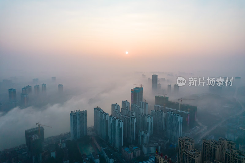 衡阳城市云雾风光