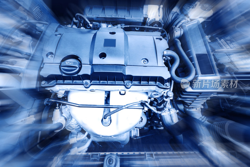 汽车发动机内部特写展示