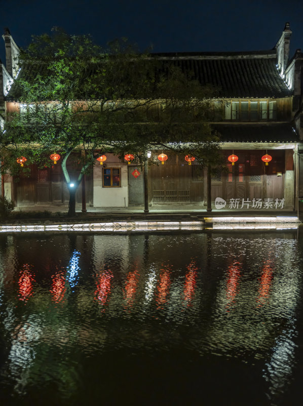 浙江湖州南浔古镇水乡百间楼夜景