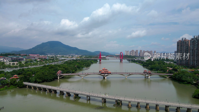 航拍福建漳州九龙江南山桥