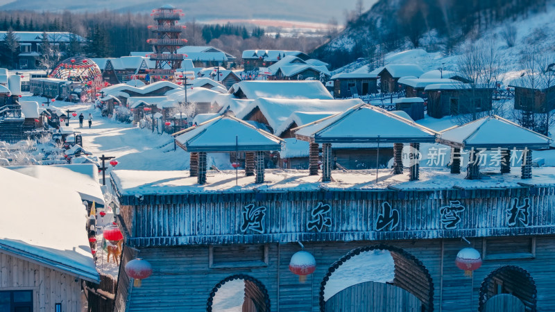 中国雪乡雪景航拍