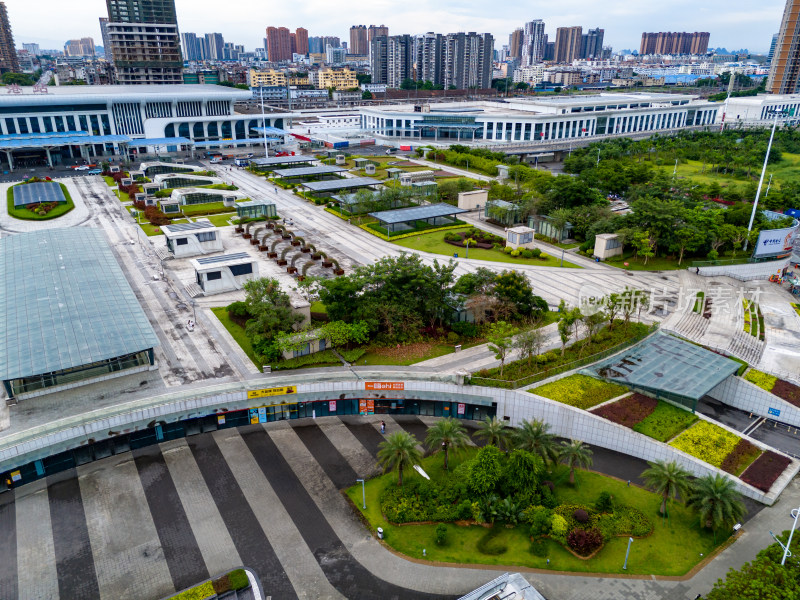 广西贵港城市风光交通航拍图