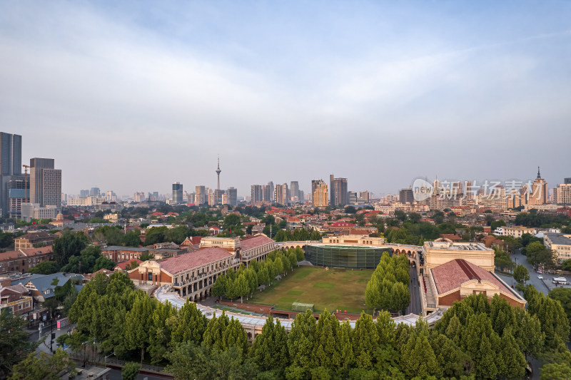 天津五大道文化旅游景区城市风光航拍