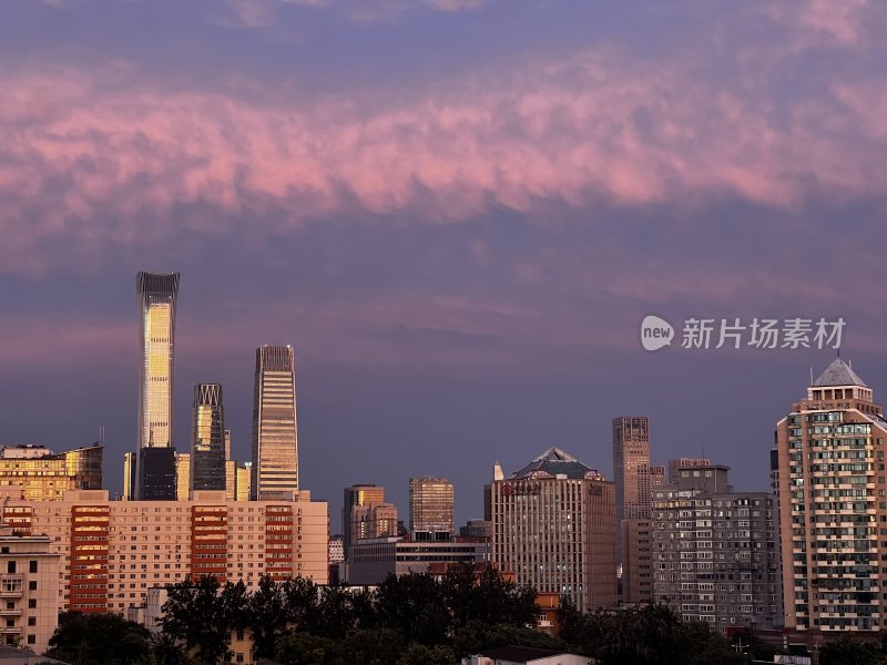 中国首都北京城市cbd夕阳美景