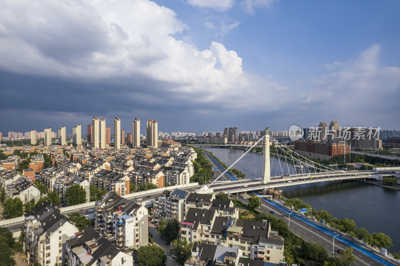 天津海河桥梁风景城市建筑风光航拍