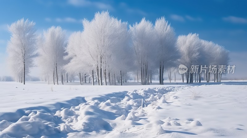 冬季唯美雪景海报背景配图高清摄影图