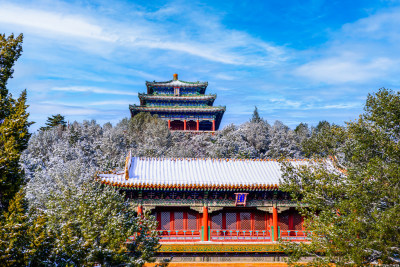 北京景山公园万春亭冬日雪景