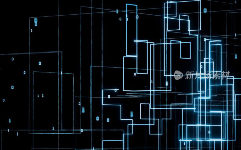 科技感发光线条背景 3D渲染