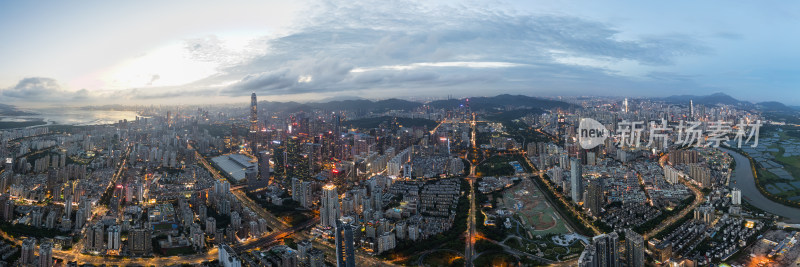 深圳市福田中心区夜景航拍图