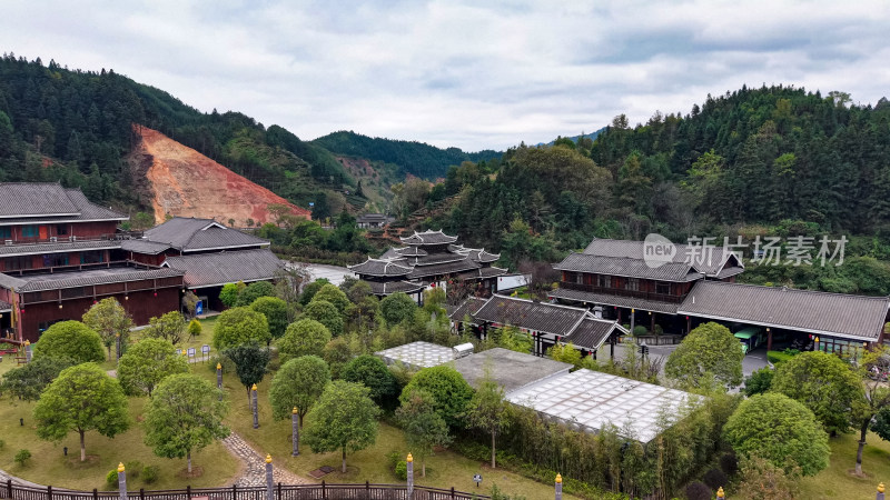 侗族特色建筑程阳八寨风景航拍图