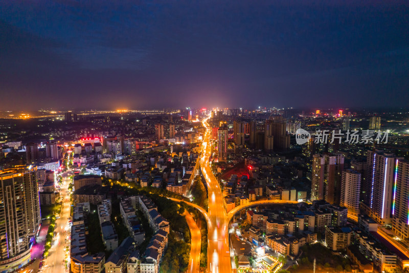 航拍衡阳衡州大道夜景