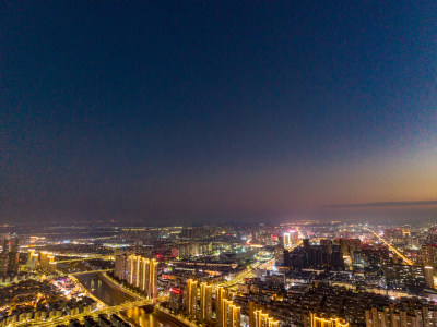 芜湖城市夜景灯光航拍图