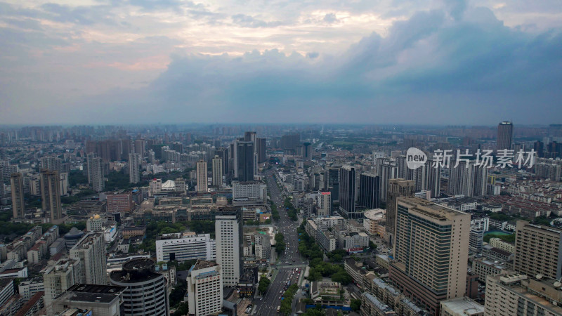 江苏常州城市风光交通航拍图