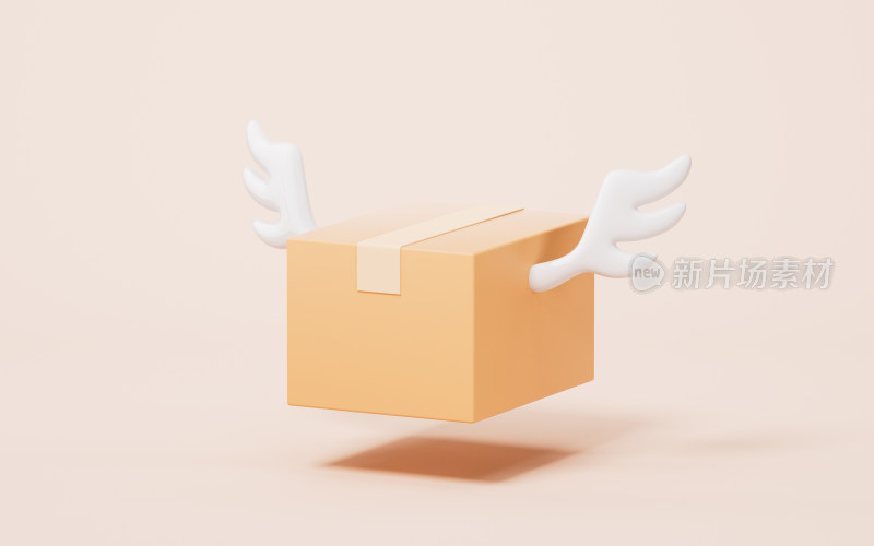 长翅膀的纸箱3D渲染