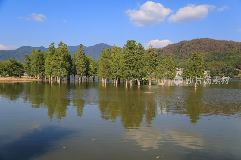 秀丽安徽黄山奇墅湖唯美湖景