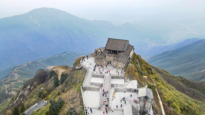 航拍湖南南岳衡山5A景区祝融峰