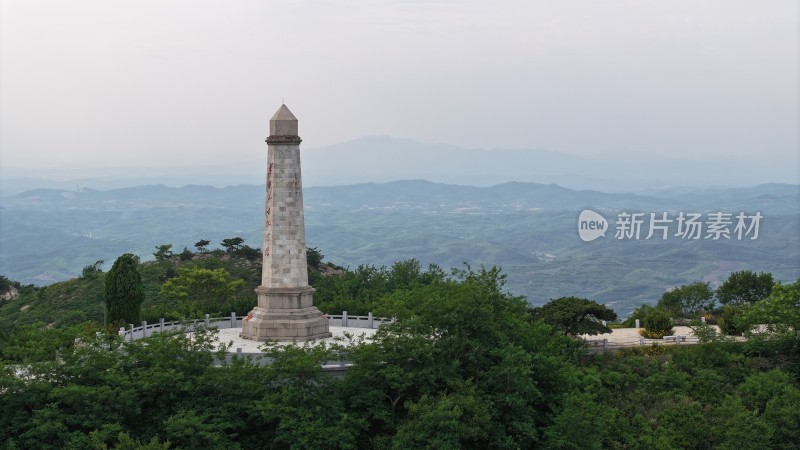 航拍乳山市马石山十勇士革命烈士纪念馆