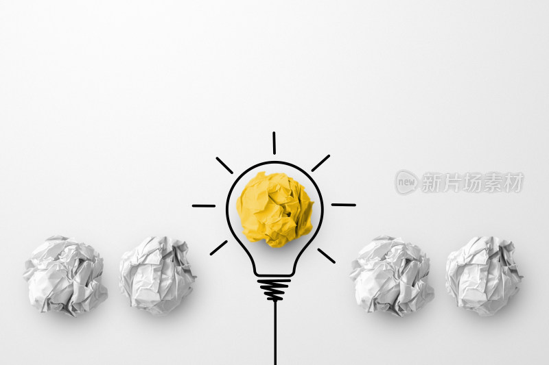 纸团组成灯泡创意画面